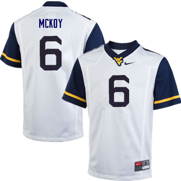 NCAA Men's Kennedy McKoy West Virginia Mountaineers White #6 Nike Stitched Football College Authentic Jersey ID23R60FT